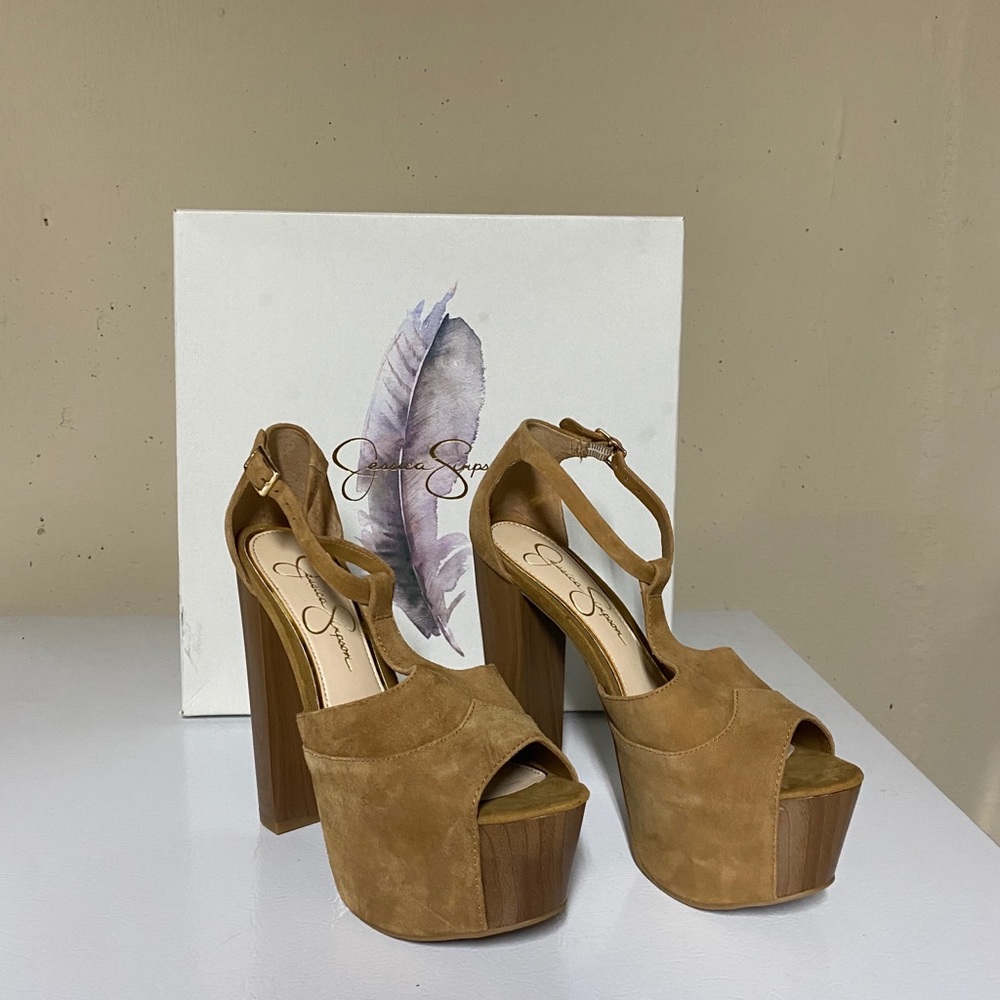 Jessica Simspn Suede Platform Heels